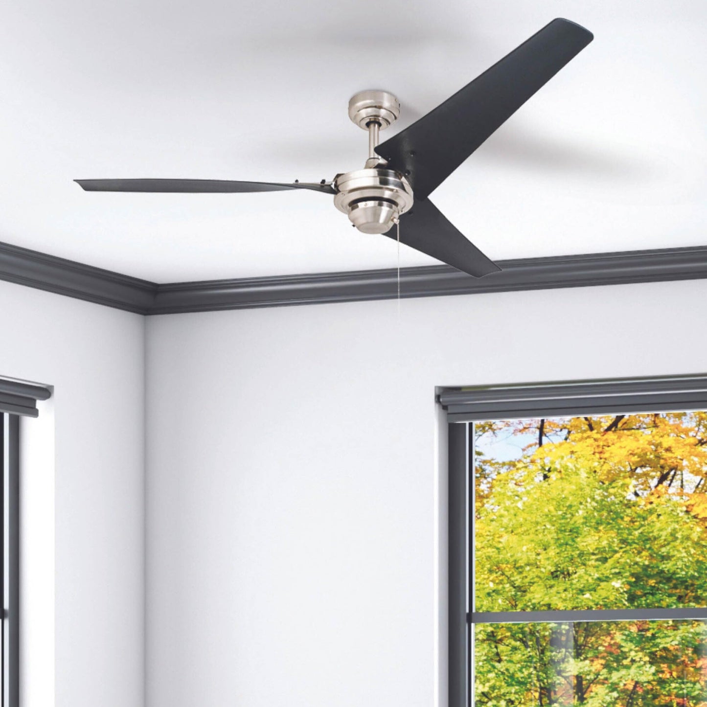 Prominence Home Almadale, 56 Inch Contemporary Indoor Ceiling Fan with No Light, Pull Chain, Modern High Performance Blades, Reversible Motor