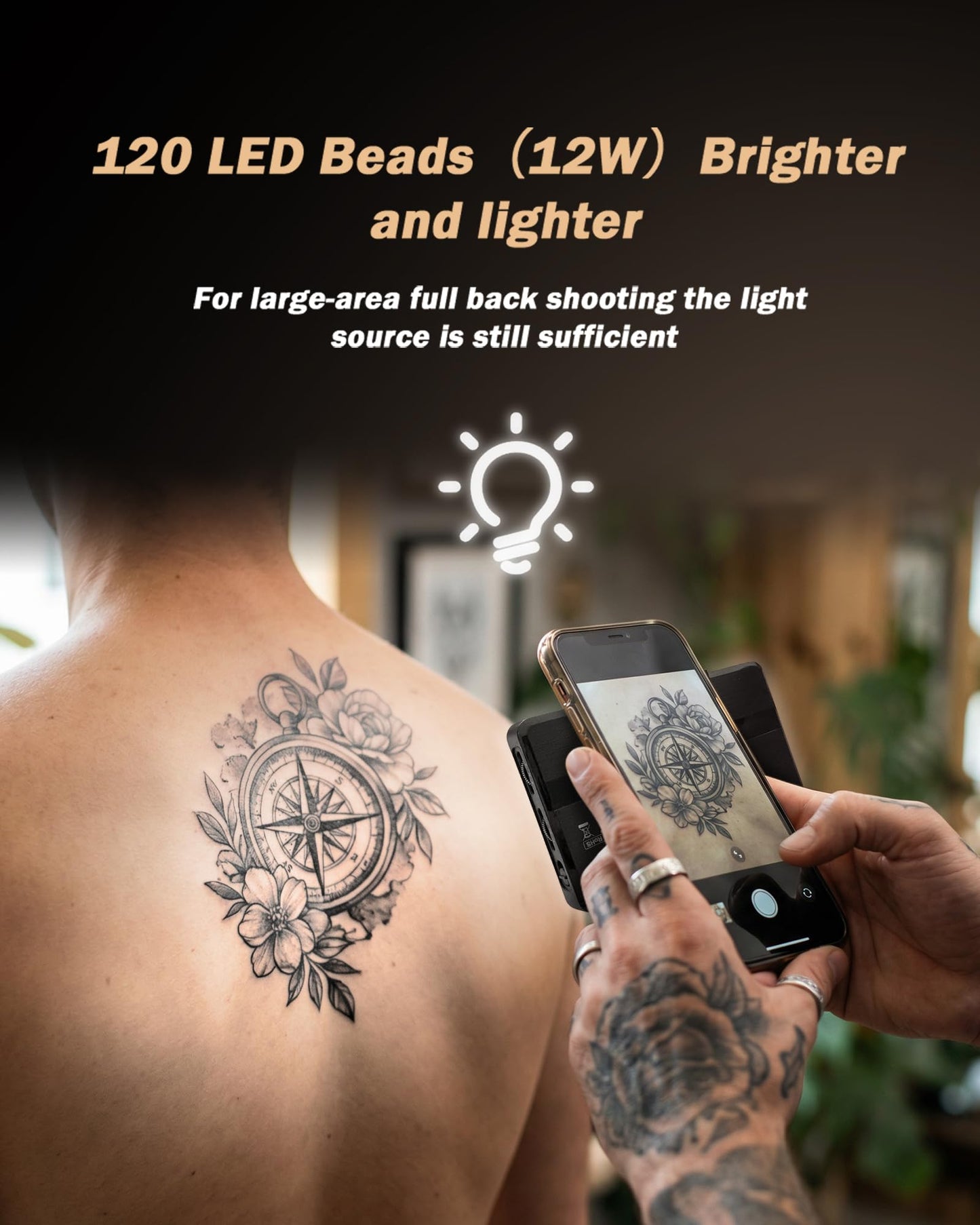 INKSOUL Tattoo Light Kit Tattoo Equipment and Supplies Tattoo Photography Video Lights Anti-3.0 Glare Kit 120 LED Beads?12W? Brighter and Lighter