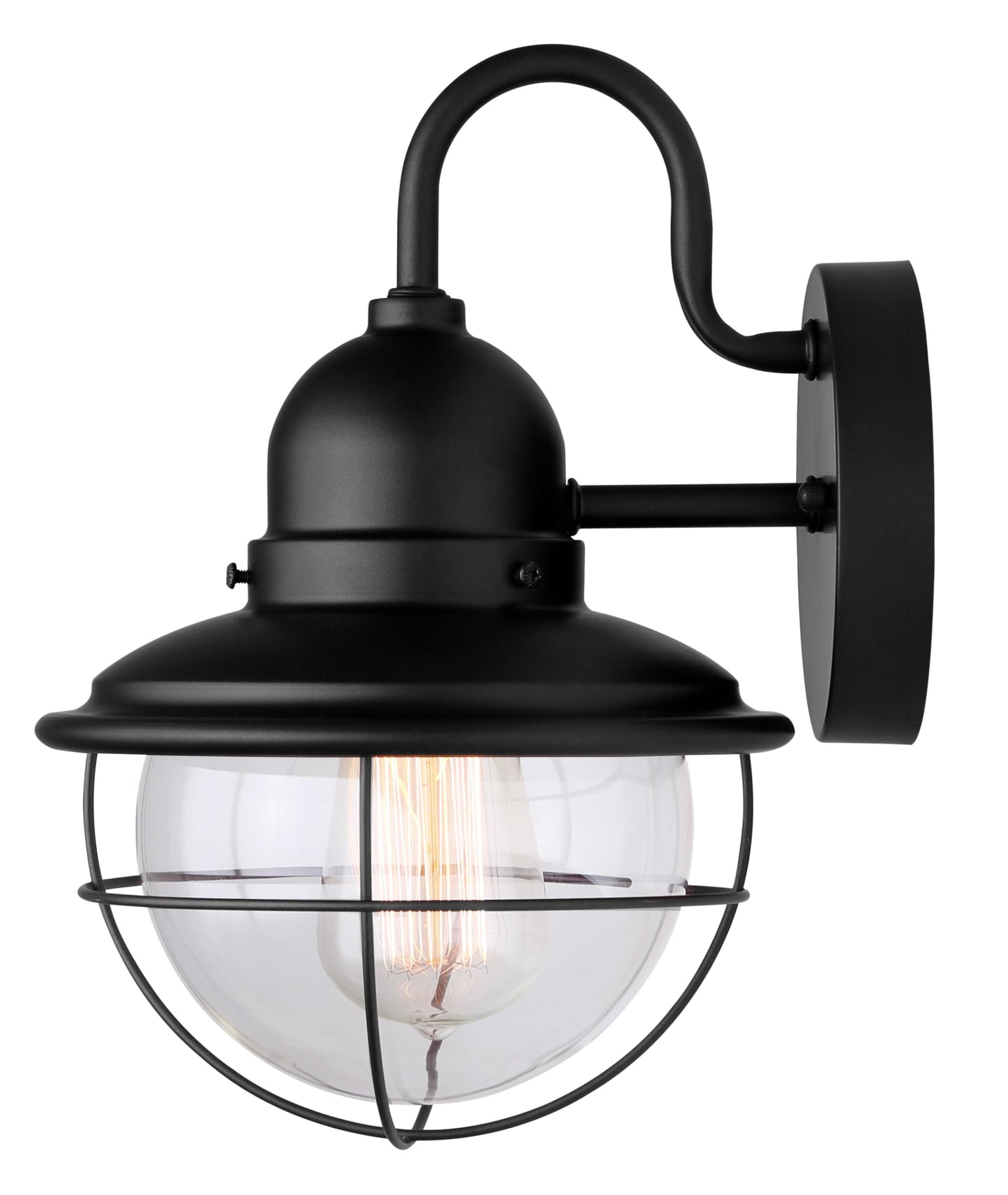 Canarm 1 -Light Oudoor Lantern, Black Finish Wall Mounted with Clear Glass and Wire Cage Shade, Durable Outdoor Lighting for Porch, Entryway, Patio or