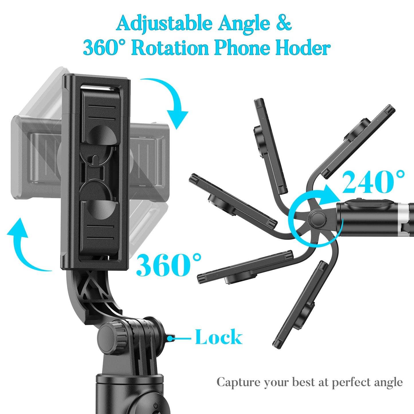 Portable 41 Inch Selfie Stick Phone Tripod with Wireless Remote Extendable Tripod Stand 360 Rotation Compatible with iPhone 17 16 15 14 13 12 11 pro