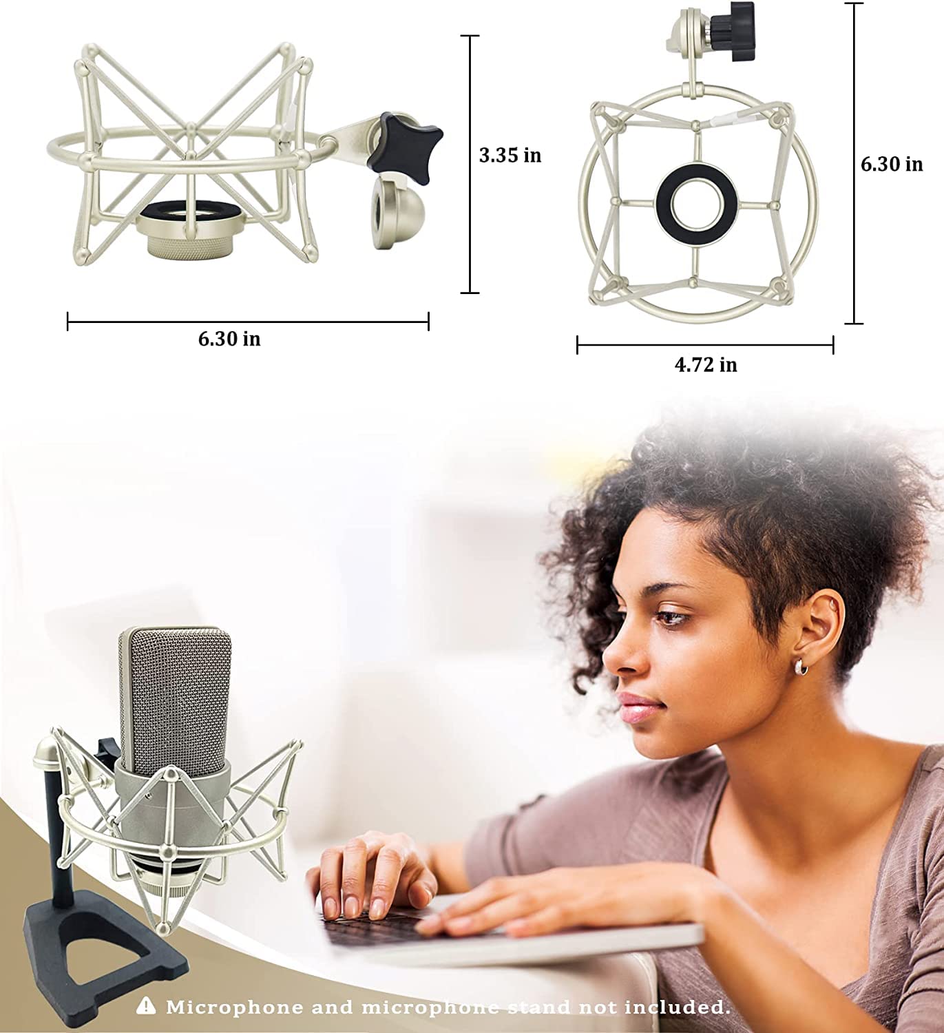 Grneric Metal Microphone Shockmount & Stand for Neumann TLM 103/M147 - Silver