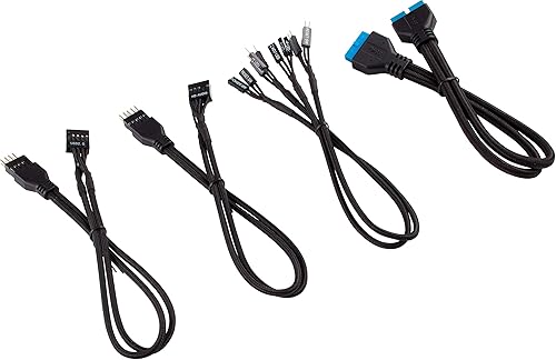 Corsair 30cm Black Premium Braided Sleeved Front Panel Extension Kit