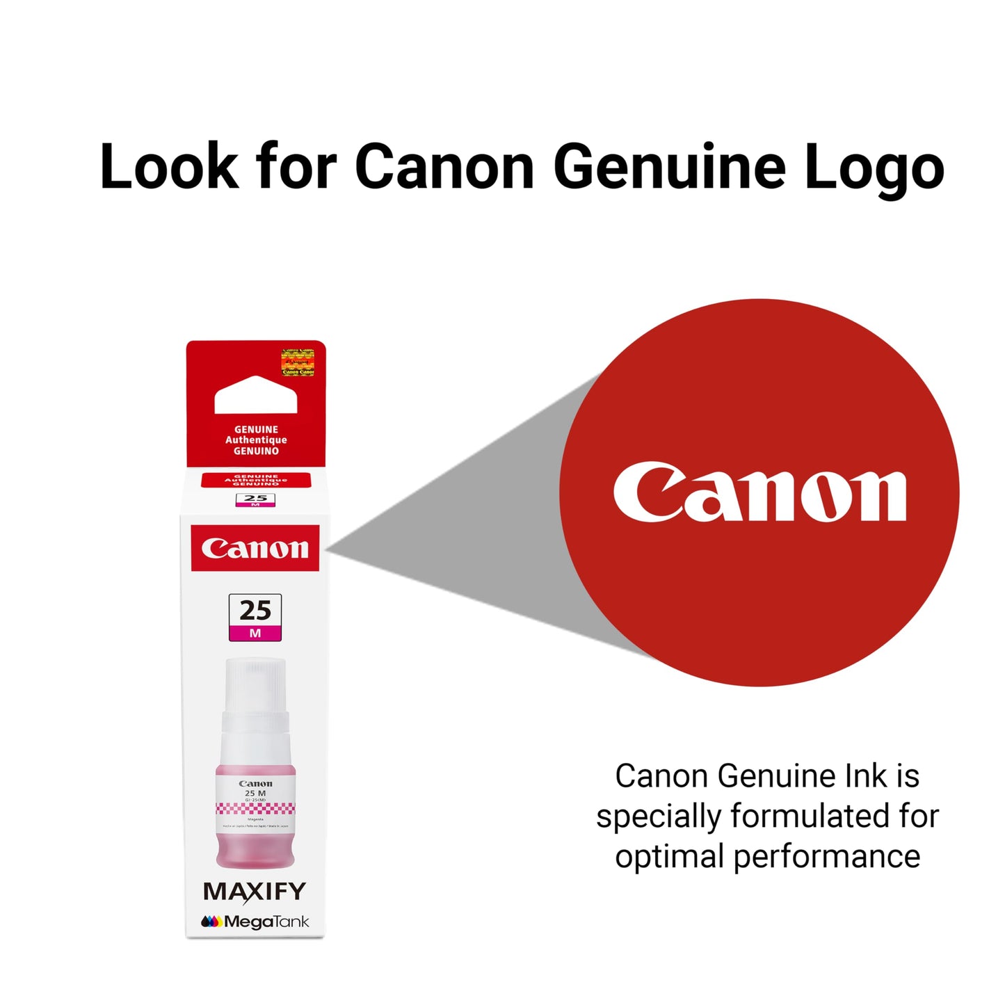 Canon GI-25 Genuine Magenta Ink Bottle, Compatible with Megatank GX2020, and GX1020 Printers