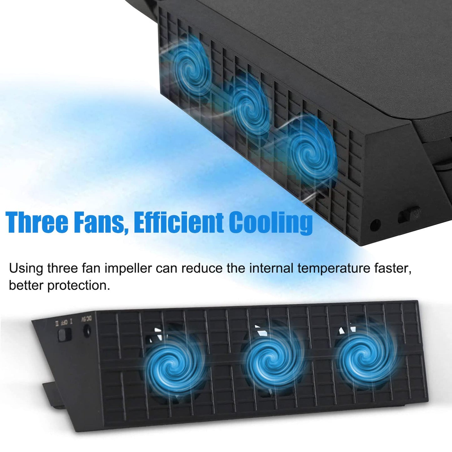 Linkhood Cooling Fan for PS4 Slim, External USB Cooler Game Console Cooling Fan with Extra USB3.0 Port for Sony PlayStation 4 Slim Console (for PS4