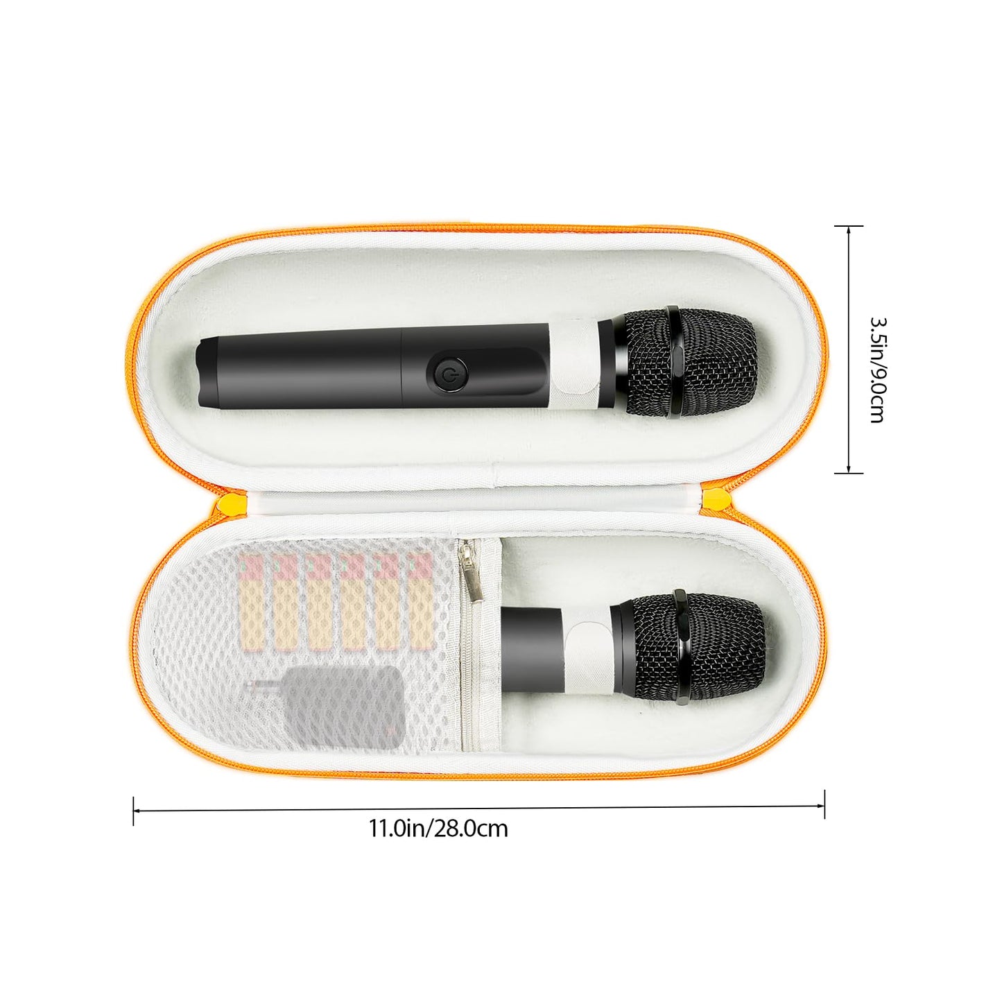 sarlar Case Compatible with JBL Wireless Two Microphone System, Up To 9“ x 3” will fit. Handheld Dual Mic Travel Bag for Singing or Karaoke for