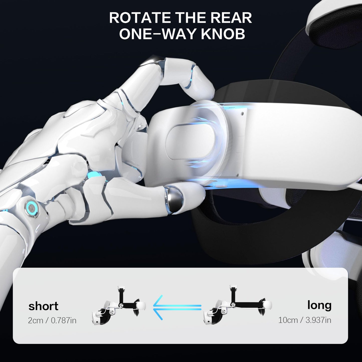 Head Strap for Oculus Meta Quest 3/3S with Battery, Adjustable VR Accessories with One-Click Fit, Rear Cushion Dial, 2-4H Playtime, VR Head Strap