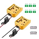 2 Packs Upgraded 20V Battery Adapter Power Tool Battery Adaptor for Dewalt 18V 20V 60V Battery Dock Power Connector 12 Gauge with Switch Fuse & Wire…