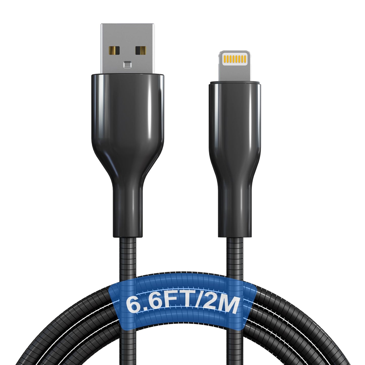6.6 FT Chew Proof iPhone Charging Cable - MFi Cat Proof Lightning Cable, Heavy-Duty Cat & Dog Chew-Proof Metal Lightning Cord with 3A Fast Charging…