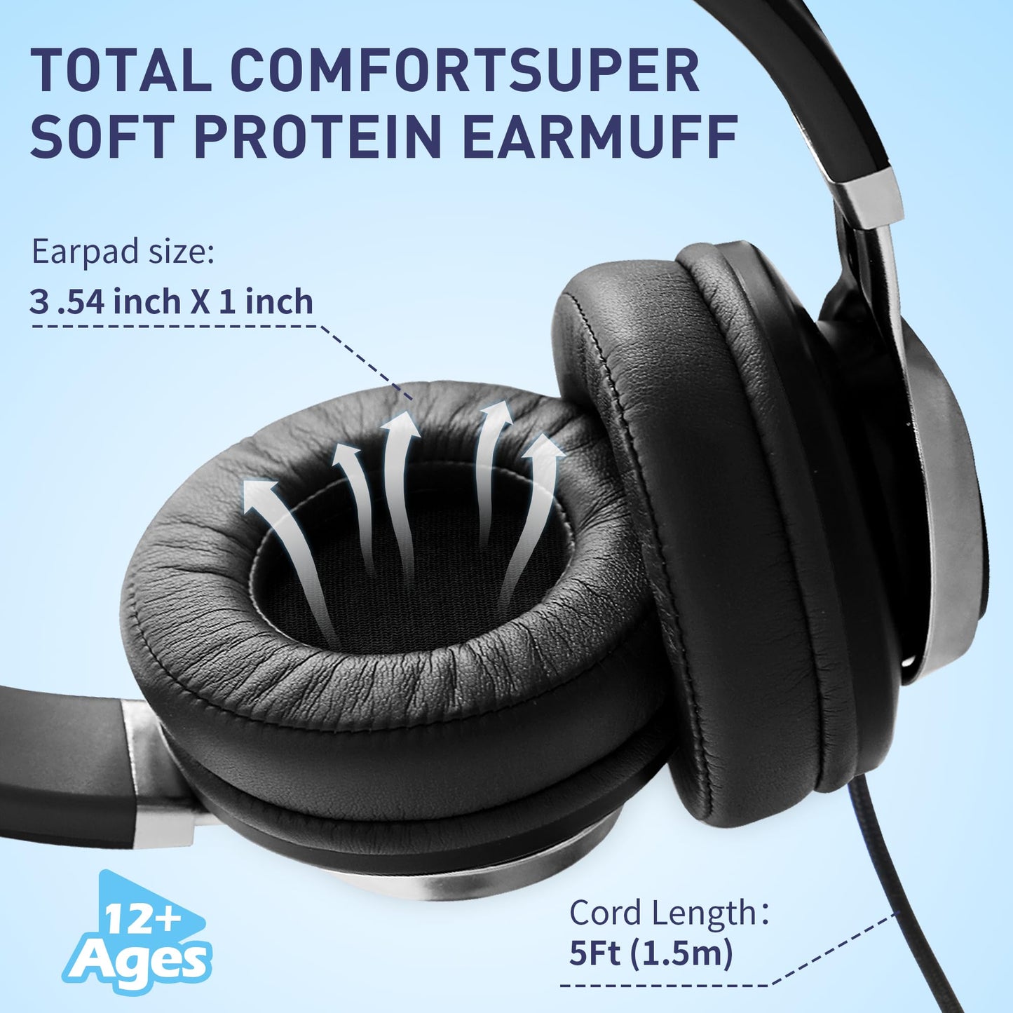 AILIHEN Wired Headphones with Microphone Volume Control, Noise Isolating Over Ear Headphones Wired 3.5mm, Super Soft Corded Headphone for Cellphones