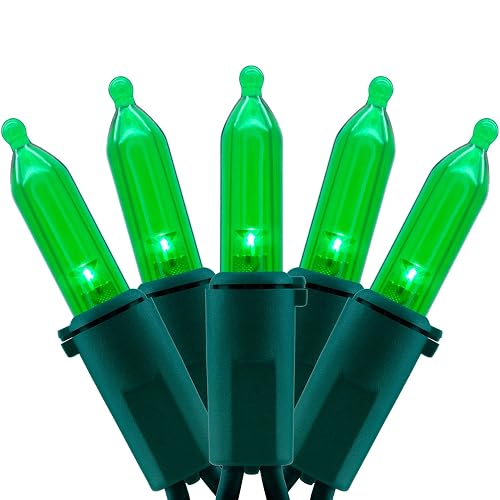 YULETIME 200 Green LED Christmas Lights, 66 ft Green Wire UL String Light