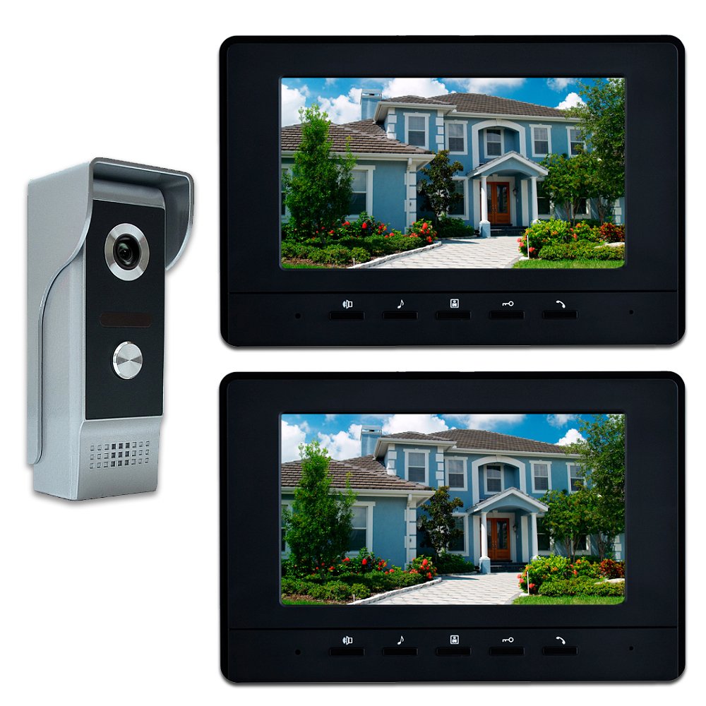 AMOCAM Video Intercom System, 7 Inches Video Doorbell Door Phone System, Wired Video Door Phone HD Camera Kits Dual-Way Intercom for Villa House