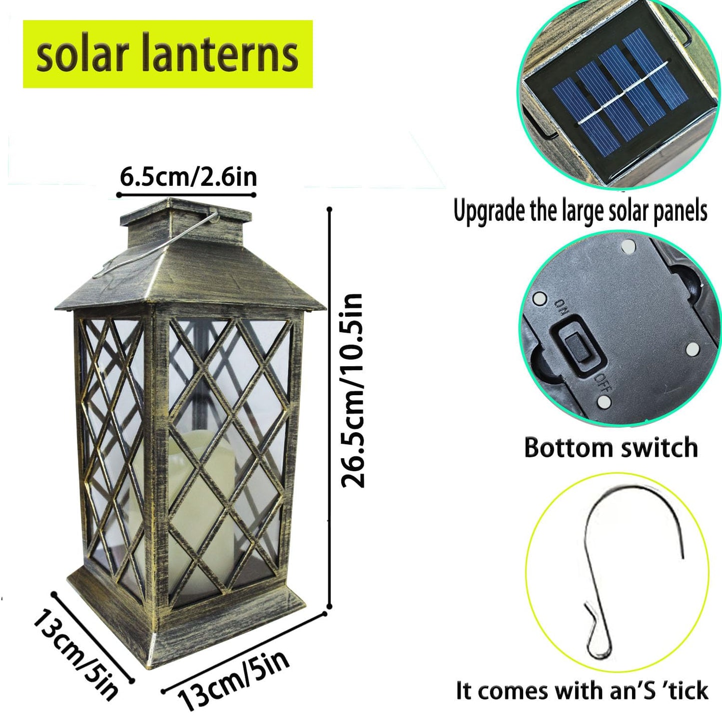 Solar Garden Lanterns Hanging Outdoor Lantern Waterproof LED Flickering Flameless Candle Mission Lights for Table,Outdoor?Mothers Day Gifts Mom Wife
