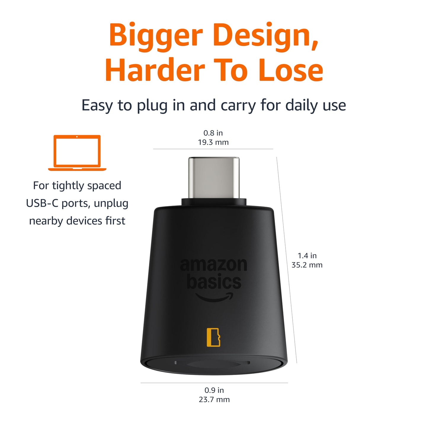 Amazon Basics Micro SD Card Reader USB-C 3.0, High Speed Data Transfer up to 200MB/s, Compatible with Smartphones, Tablets, Laptops