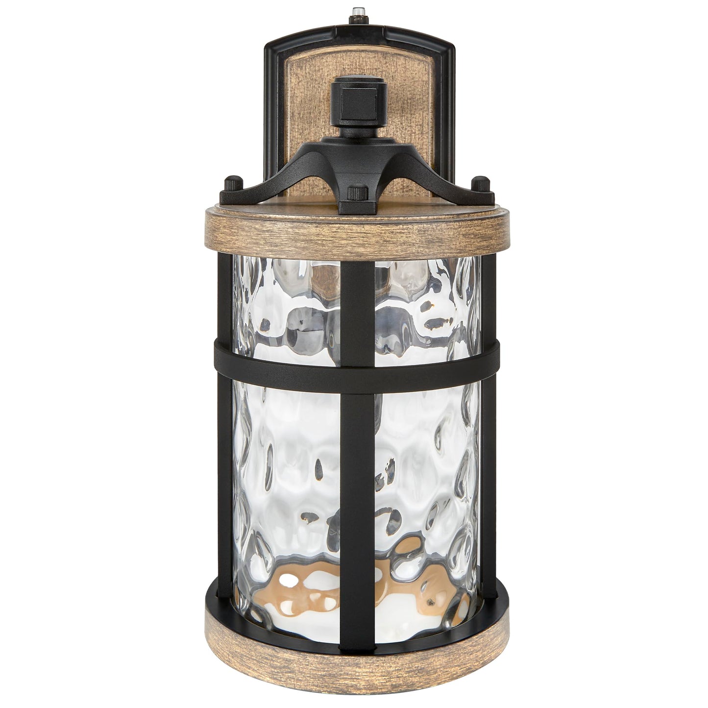 Maxxima LED Outdoor Wall Light, Black w/Wood Grain, Photocell, 800 Lumens