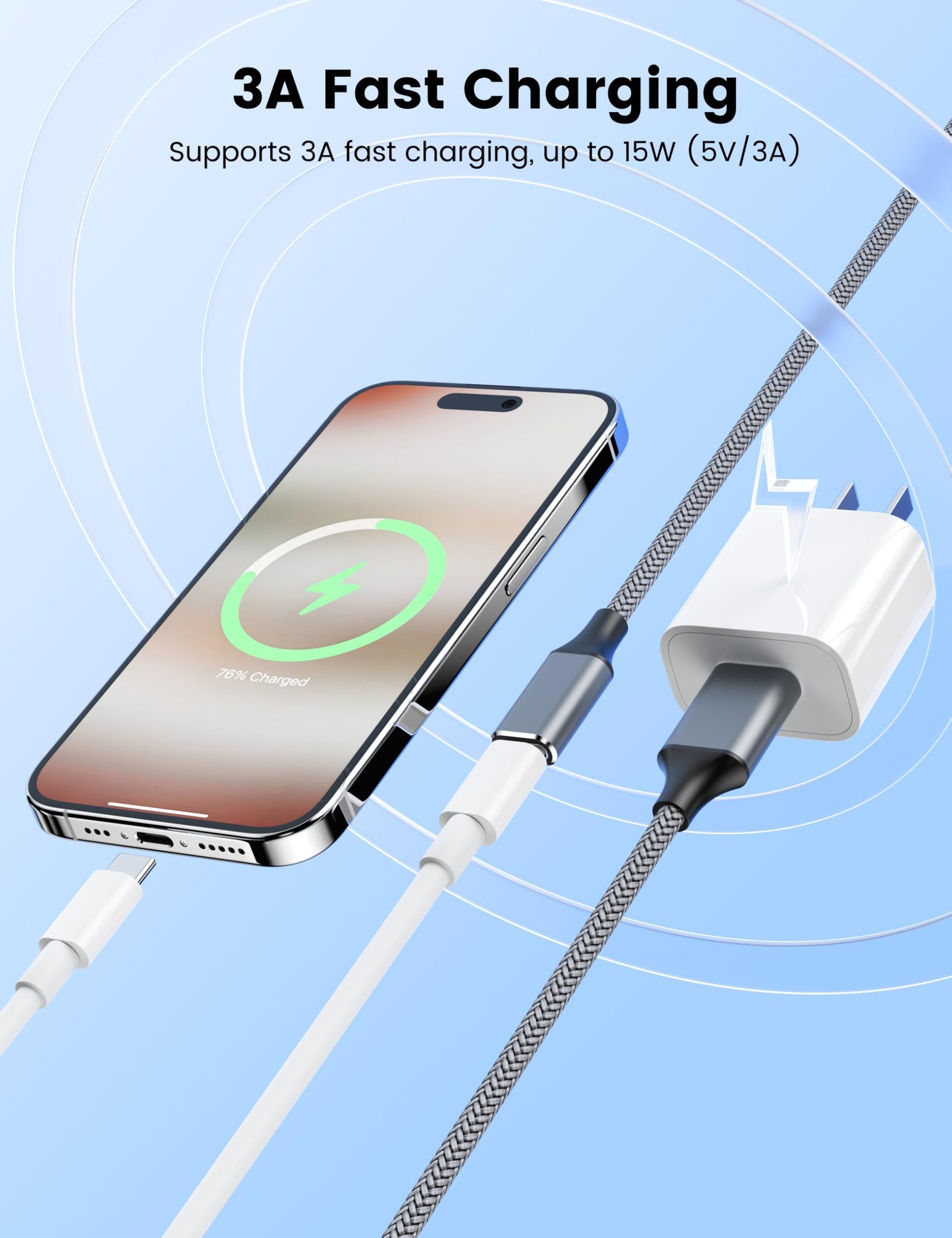 6.6FT USBC Female to USB3.0 Male Cable,USB to USB C Adapter Cable with 5Gbps Data Transfer,Compatible with iPhone 17 16 15Pro Max,Samsung Galaxy S25