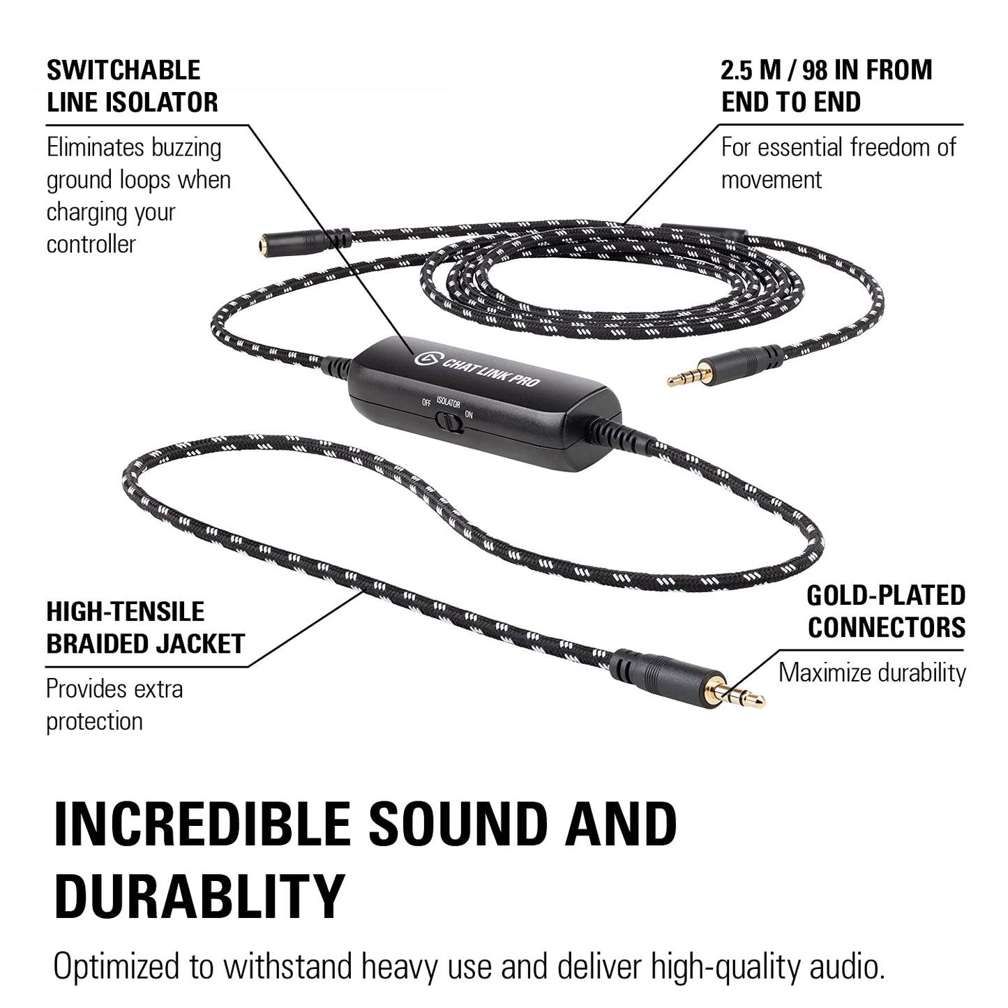 Elgato Chat Link Pro - Audio Adapter, for PS5, PS4, Nintendo Switch, Capture Voice Chat, Gameplay Sound, Extra Long Cable