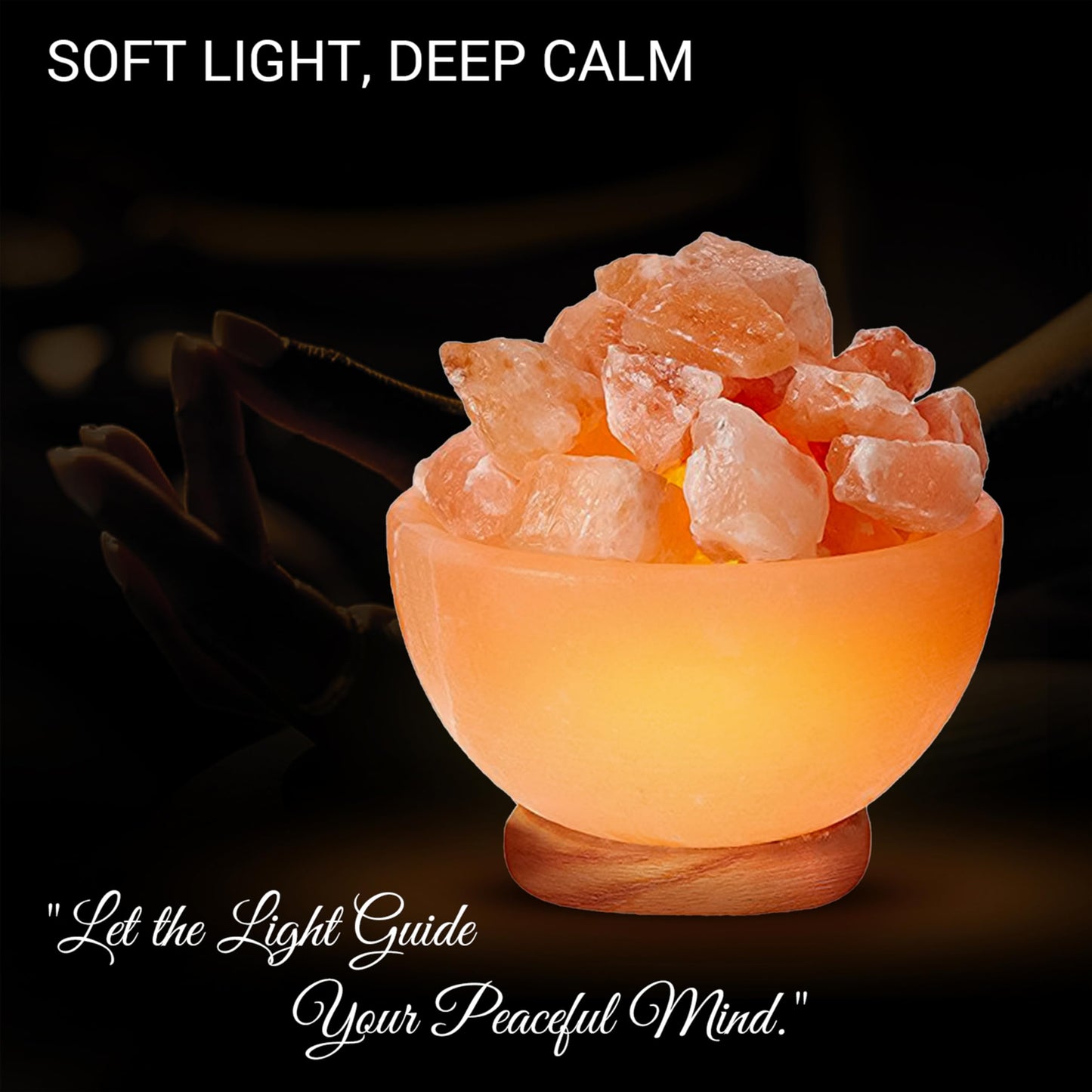 Himalayan Glow Natural Pink Salt Lamp Bowl with Crystal Chunks | Hand-Carved Himalayan Salt Lamp for Air Purification & Calming Ambiance | Home