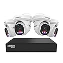 Defender AI Powered Sentinel Pro Turret 8CH NVR PoE Security Camera System, 4pc Metal Turret Cameras, 109° Wide Angle, IP66 Rated, Audio Recording