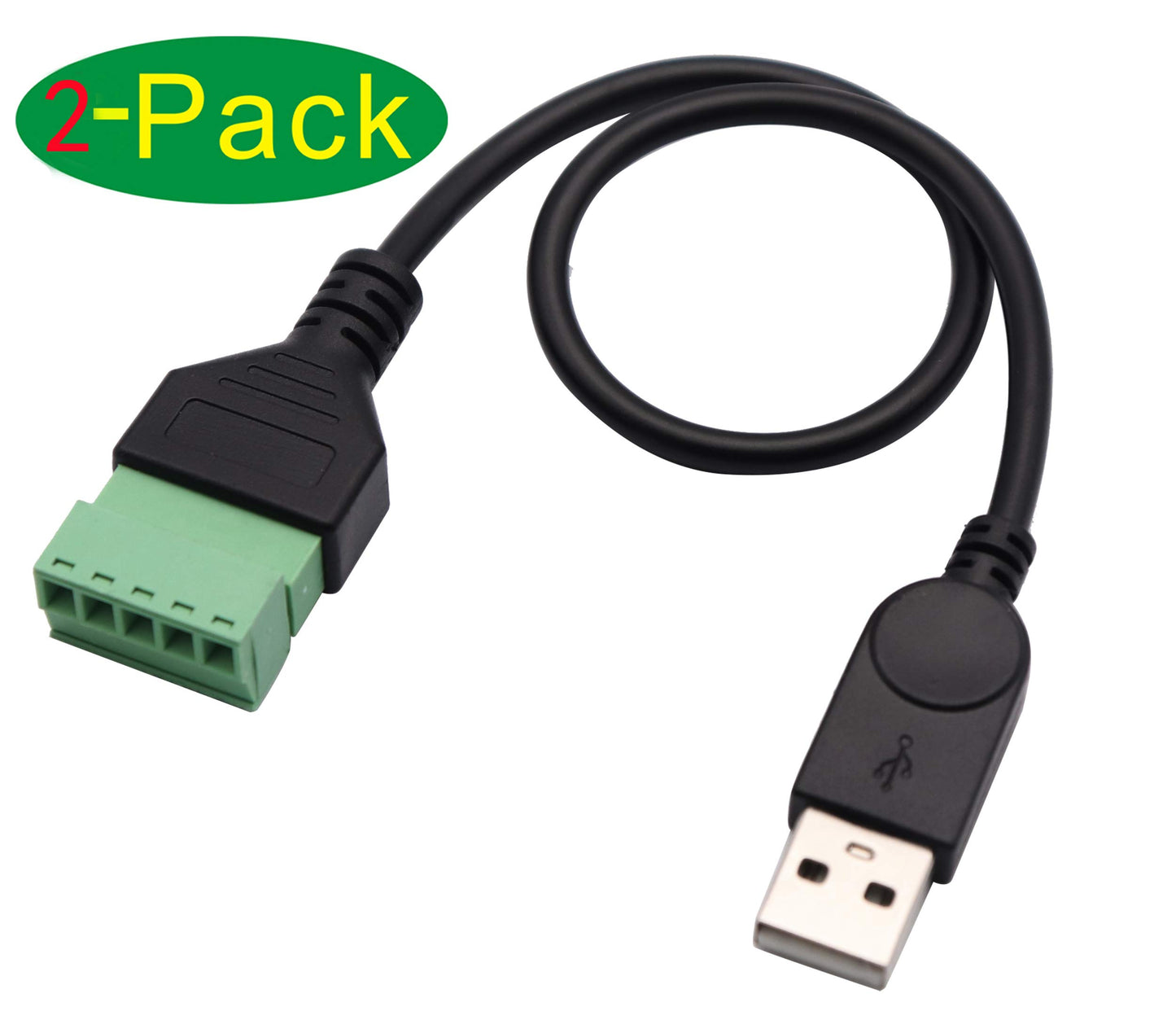 zdyCGTime USB 2.0 A Screw Terminal Block Connector Cable USB 2.0 A Male Plug to 5 Pin/Way Female Bolt Screw with Shield terminals Pluggable Type
