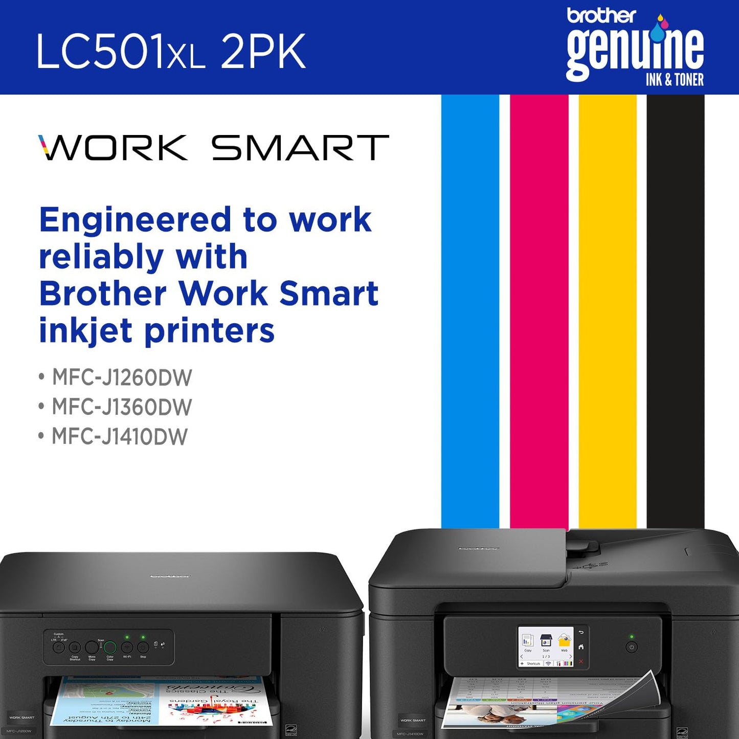 Brother Genuine LC501XL2PK Twin Pack High Yield Black Ink Cartridges (for use with Work Smart 1260, 1360, and 1410 Printers)
