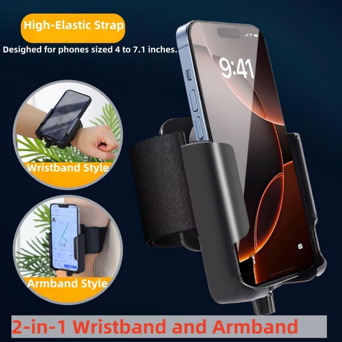 Xpzkaiyue Running Armband 2-in-1 Wrist & Arm Phone Holder for Running/Cycling - 360° Swivel, Fits iPhone/Samsung 4.0-7.0 Inch Smartphones