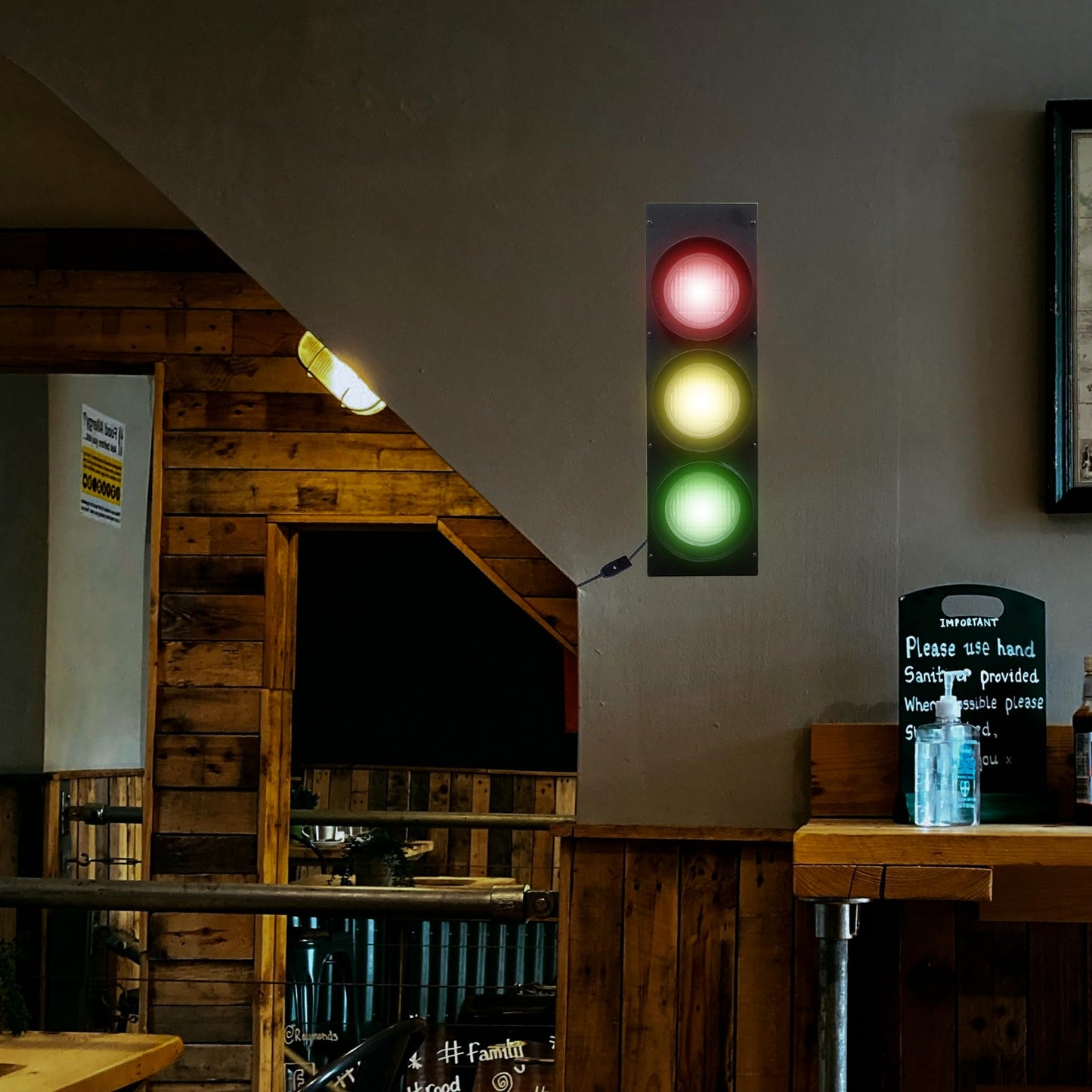Signaworks Decorative LED Traffic Light Wall Mount Lamp with Switch & Remote Control for Kids Room, Man Cave, Bar, Office, Garage, Fun Room, Pub