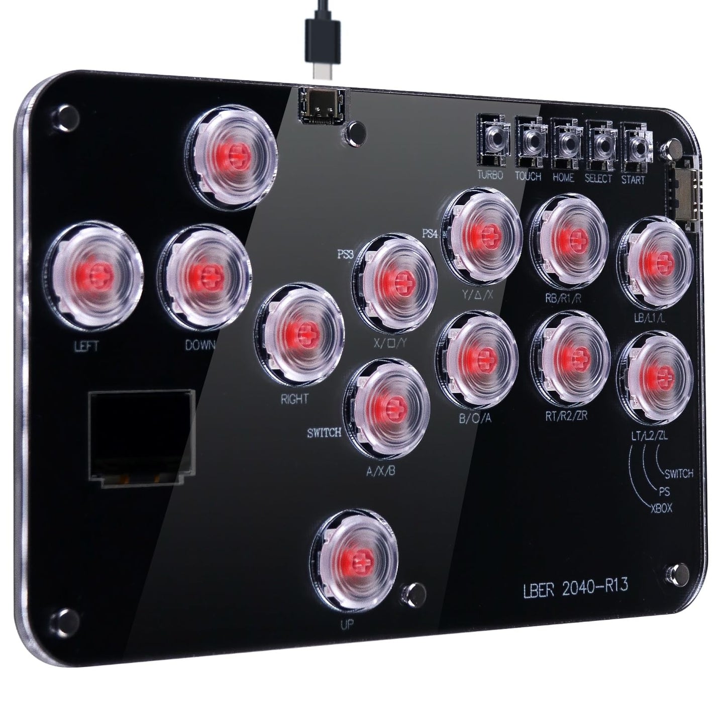 Arcade Stick Game Keyboard R13, Leverless Controller Arcade Stick with Turbo & Custom RGB, Silent All-Button Arcade Controller Street Fight
