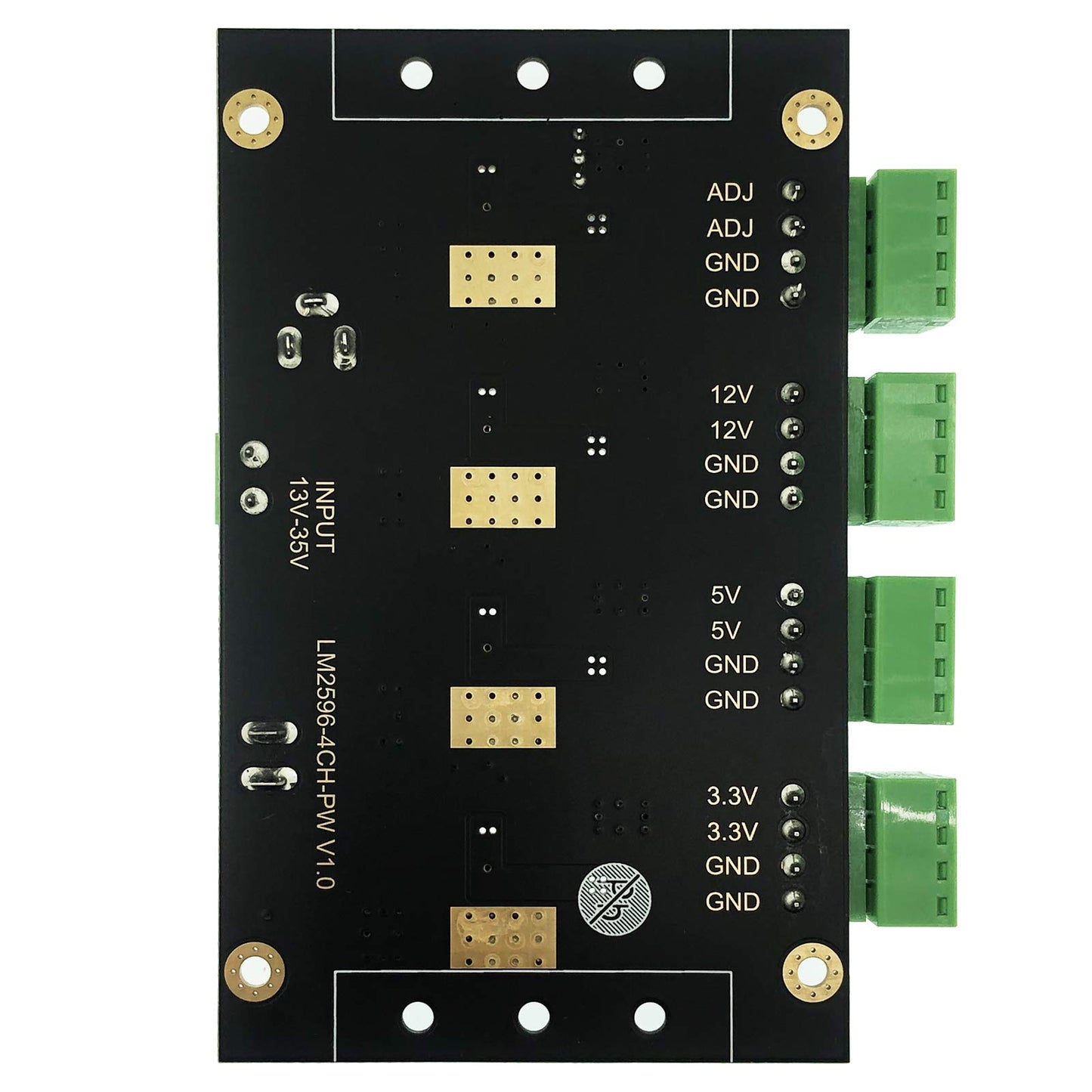 4 Channels LM2596 DC to DC Buck Converter Input 13-35V to 3.3V/5V/12/Adjustable Voltage Simultaneous Power Supply