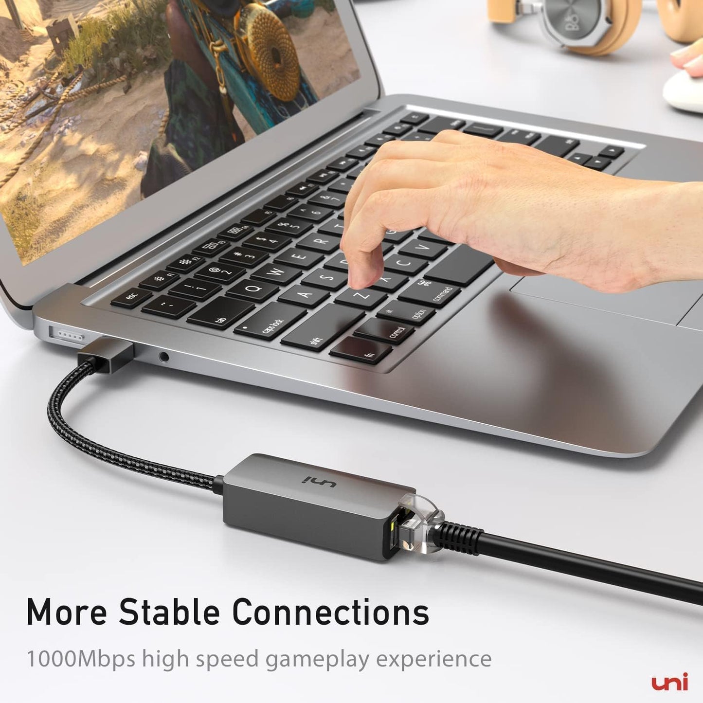 uni USB to Ethernet Adapter, Driver Free USB 3.0 to Gigabit Ethernet LAN Network Adapter, 100/1000 Mbps RJ45 Internet Adapter Compatible with Laptop