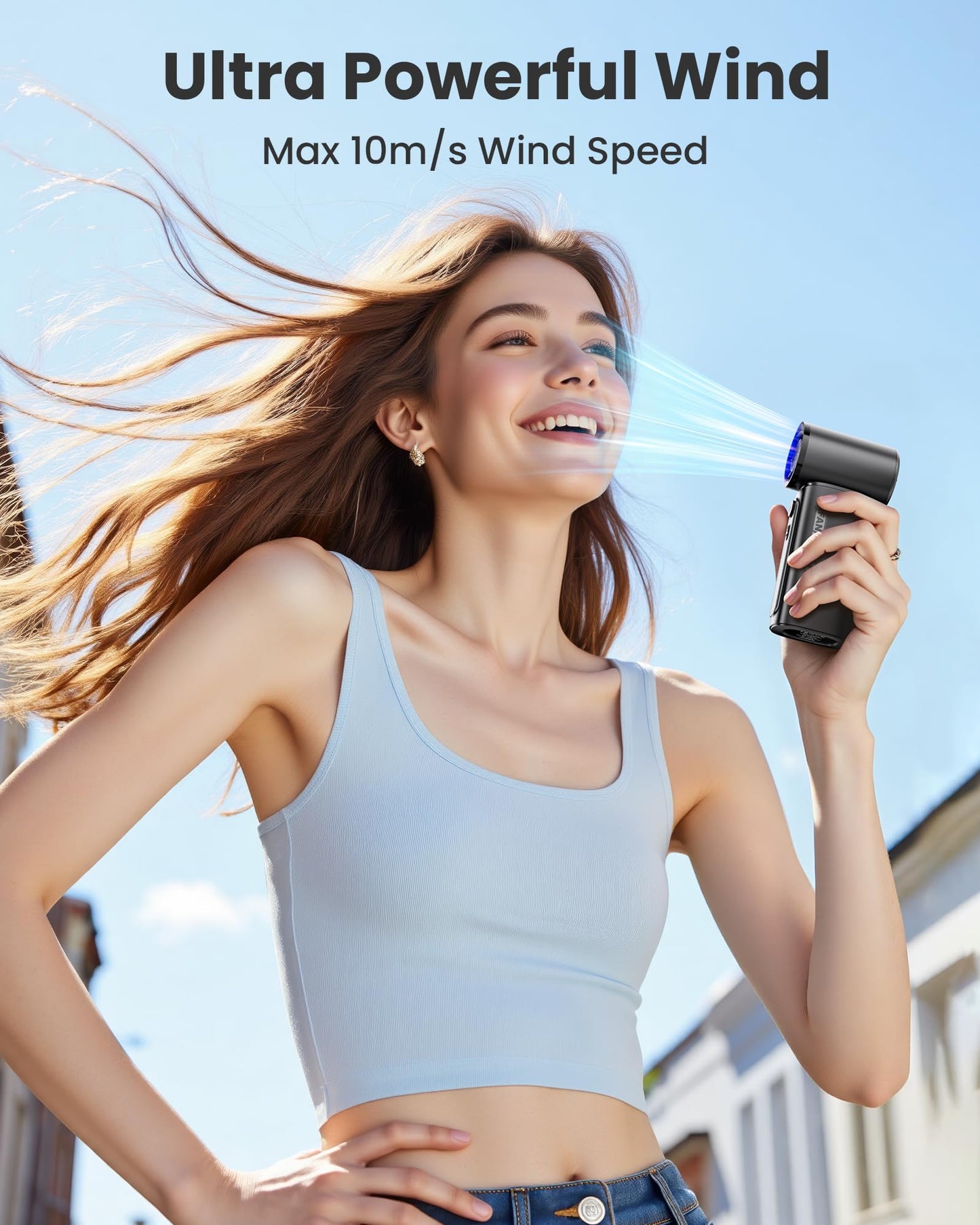 Koonie 19000 RPM High Speed Portable Handheld Fan,100 Speeds Mini Turbo Fan, 3600mAh, 12H Max Cooling Time, Digital Display, 5" Height, Rechargeable