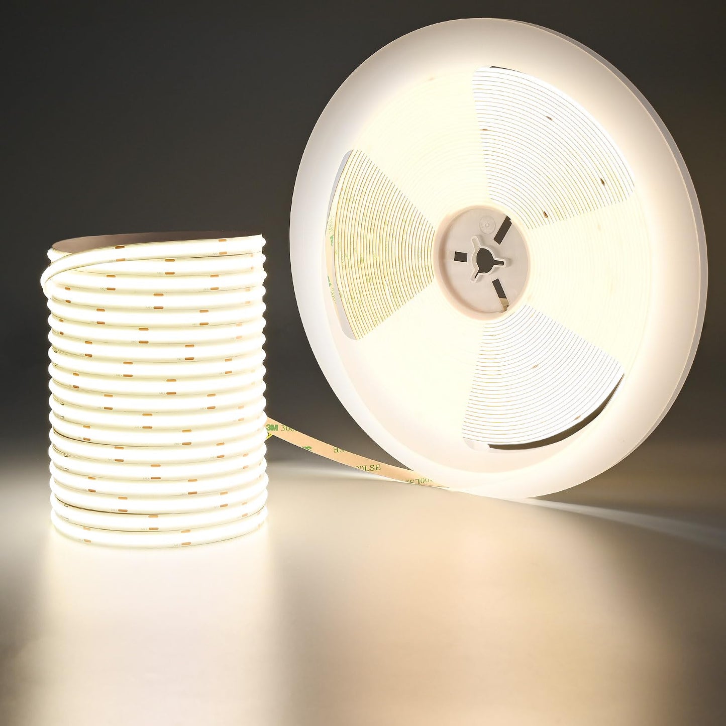 GOMING 24V 20M/65.6ft COB LED Strip Light Natural White 4000K 146W 9600LEDs 14000Lm Uniform Glow CRI 93+ Flexible IP20 Not Waterproof LED Tape Lights