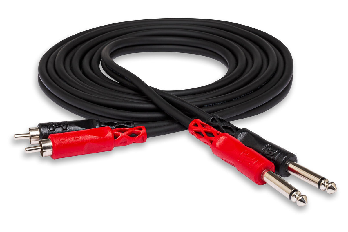 Hosa CPR-201 Dual 1/4 Inch TS to Dual RCA Stereo Interconnect Cable, 3.3 Feet