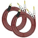 Yuchenfeng 2Pack RCA to Banana Plug Speaker Cable 14AWG 4N OFC Gold-Plated - Double Shielded Audio Cable for Amplifier, Subwoofer, Home Theater 16.4FT