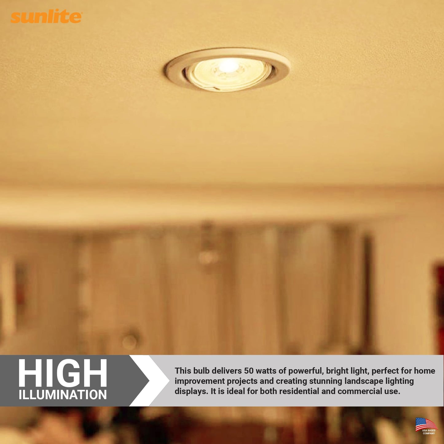 Sunlite MR16 EFM Clear Reflector Light Bulb, 50 Watts, 8V, 2-Pin GX6.35 Base, 99 CRI, 6.25A, 3300K Warm White, Ideal for Home Improvement, Landscape
