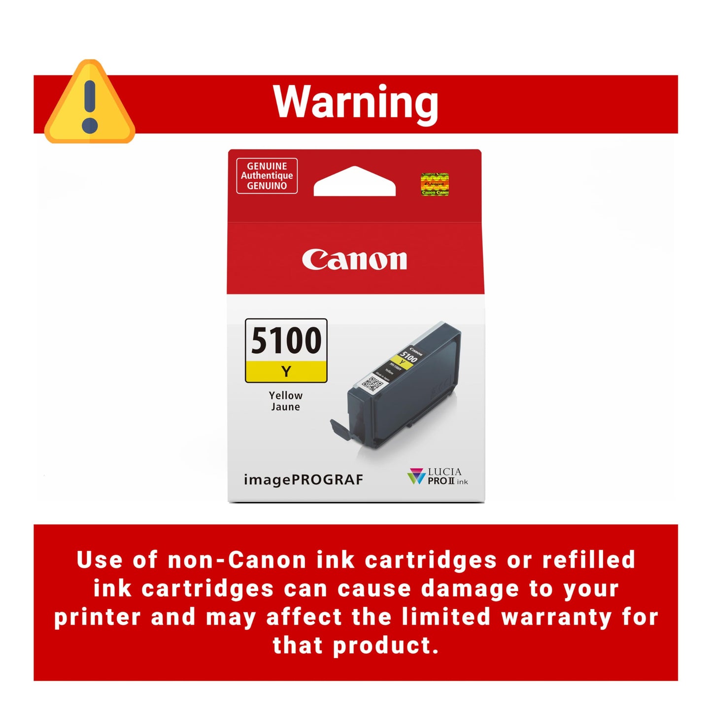 Canon PFI-5100 Genuine Yellow Ink Tank, Compatible with ImagePROGRAF PRO-310 Printers