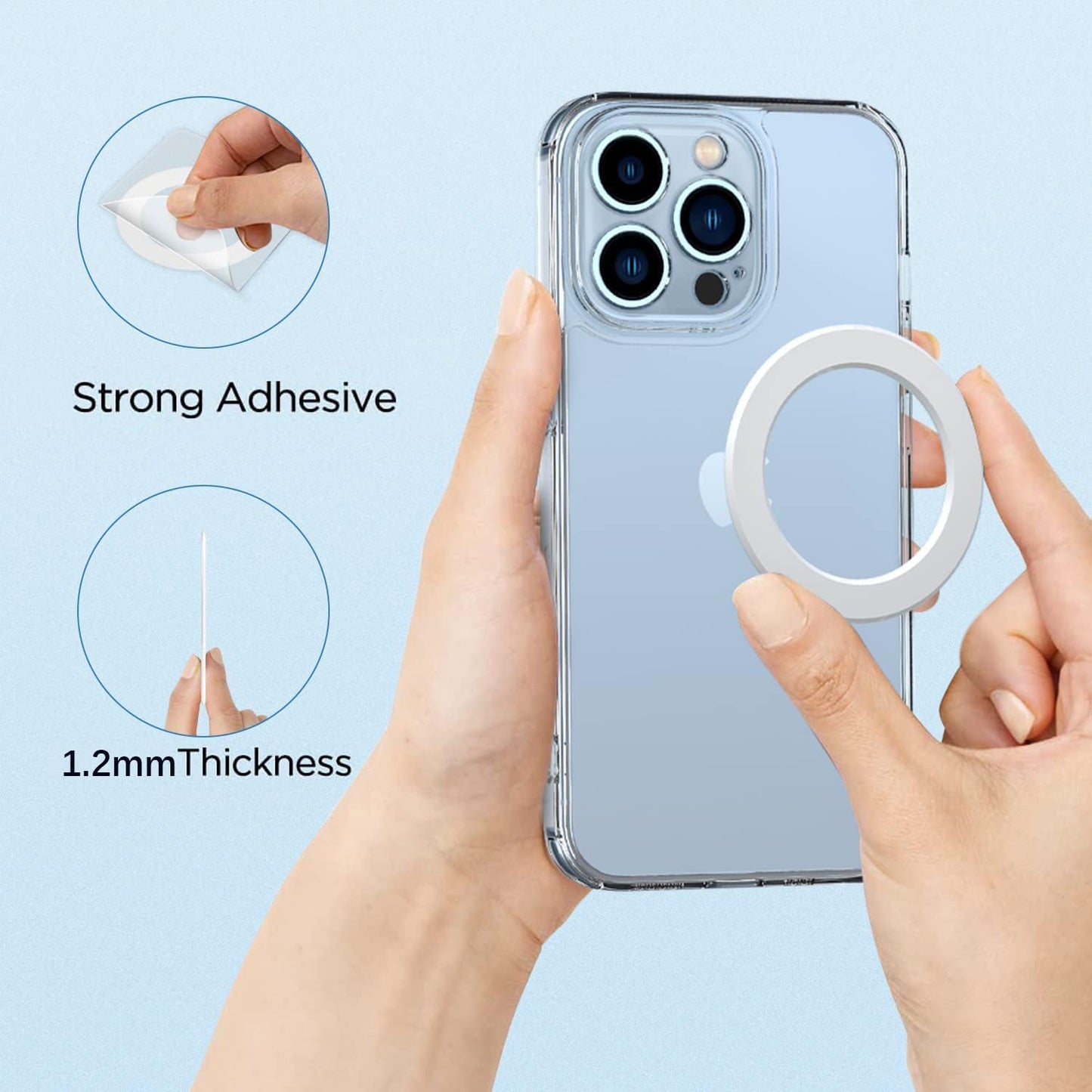Wannap Magnetic Adapter Rings Compatible for Magsafe - 2 PCS Magnetic Sticker Rings for iPhone 16/15/14/13/12 Series, Compatible with Magsafe Wireless