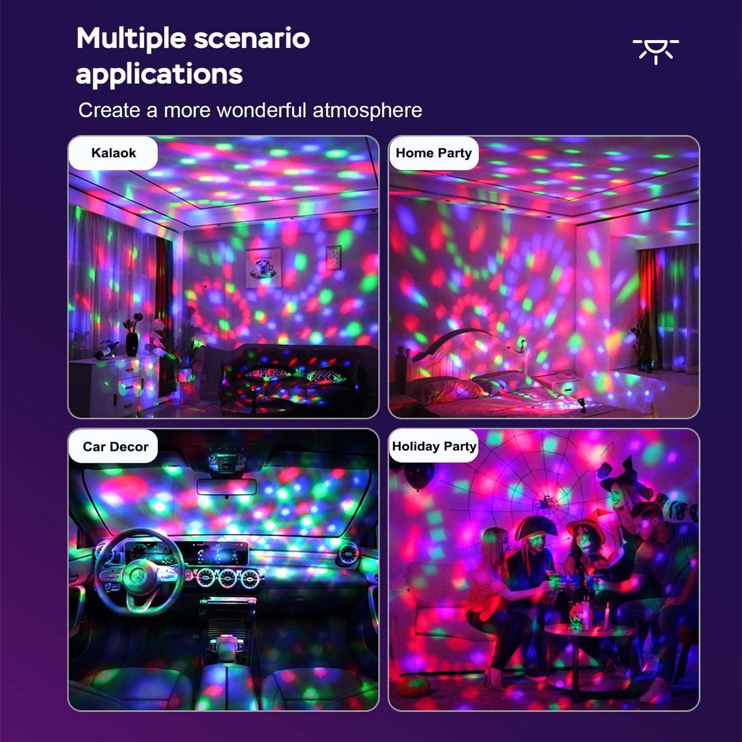 2-Pack Rechargeable Disco Ball Light Indoor Sound Activated Party Lights