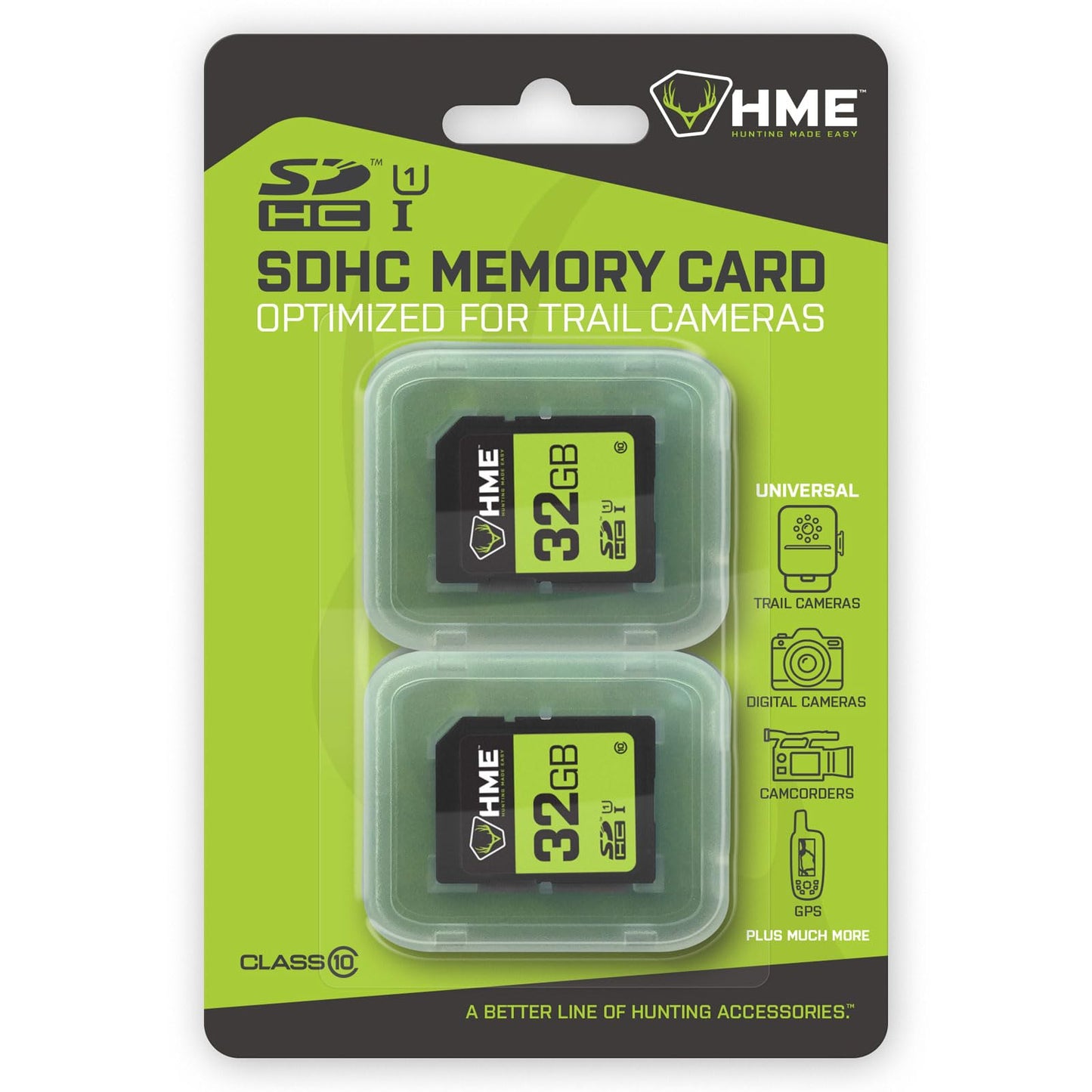 HME SD Cards - Compact Durable Reliable High-Speed Memory Cards Compatible with SDHC Slot Devices, 32GB - 2 Pack