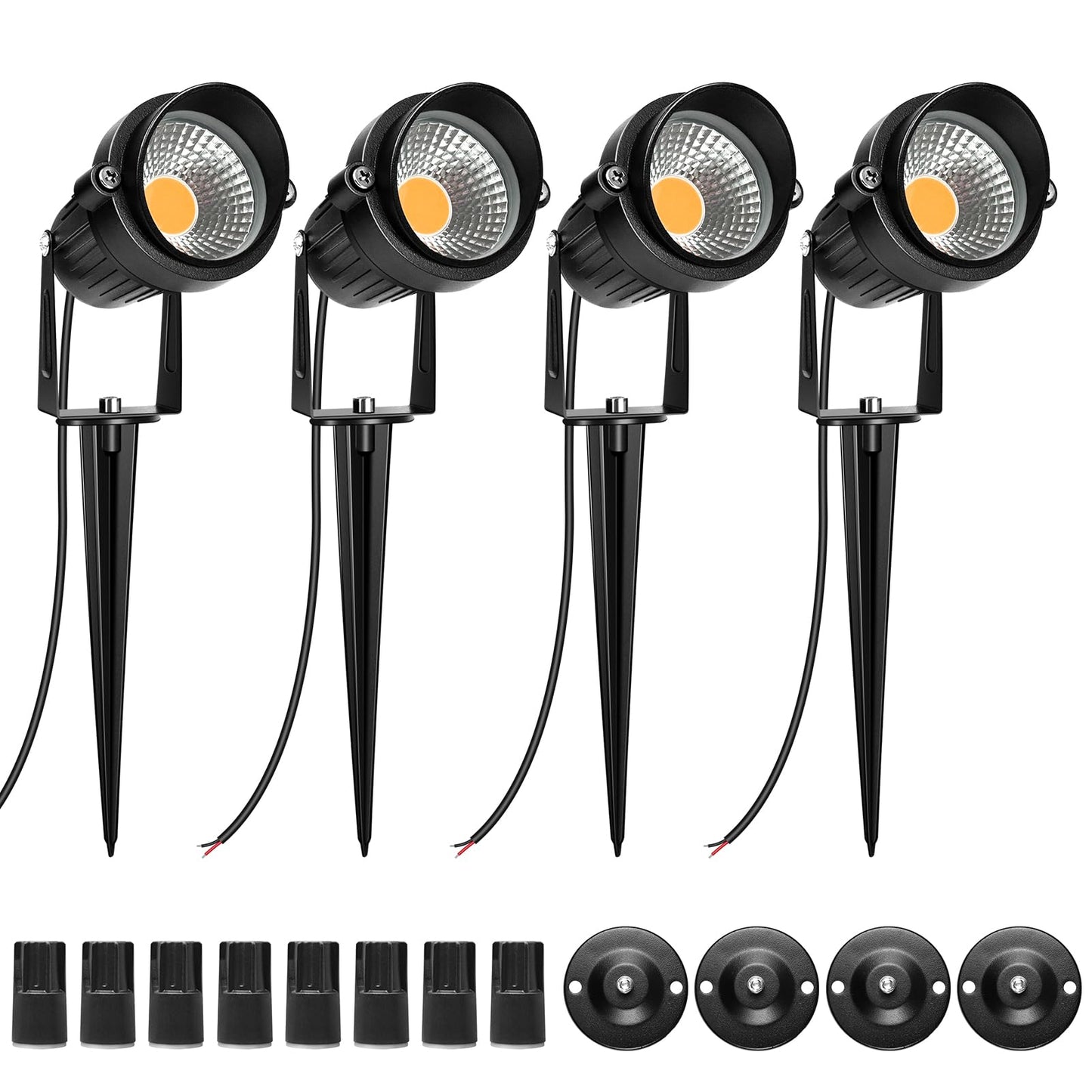 LightingWill 5W LED Landscape Lights, Warm White 3000K-3500K, Waterproof DC 12V COB LED Outdoor Wall Spotlight Low Voltage Garden Tree Spot Lighting