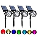Sunklly Solar Spot Lights Outdoor Color Changing, 8 Lighting Modes 2-in-1 Solar Lights Outdoor Waterproof, Auto On/Off Multicolor Solar Powered