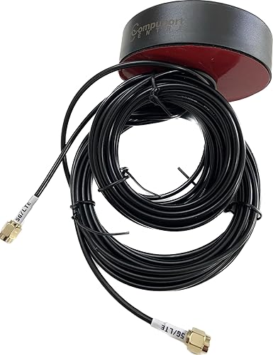 CompuPort permanent mount Puck Antenna Omni-Directional with Dual Diversity SMA Male connectors with 15' Cables for 5G 4G, 3G LTE HSPA Wireless