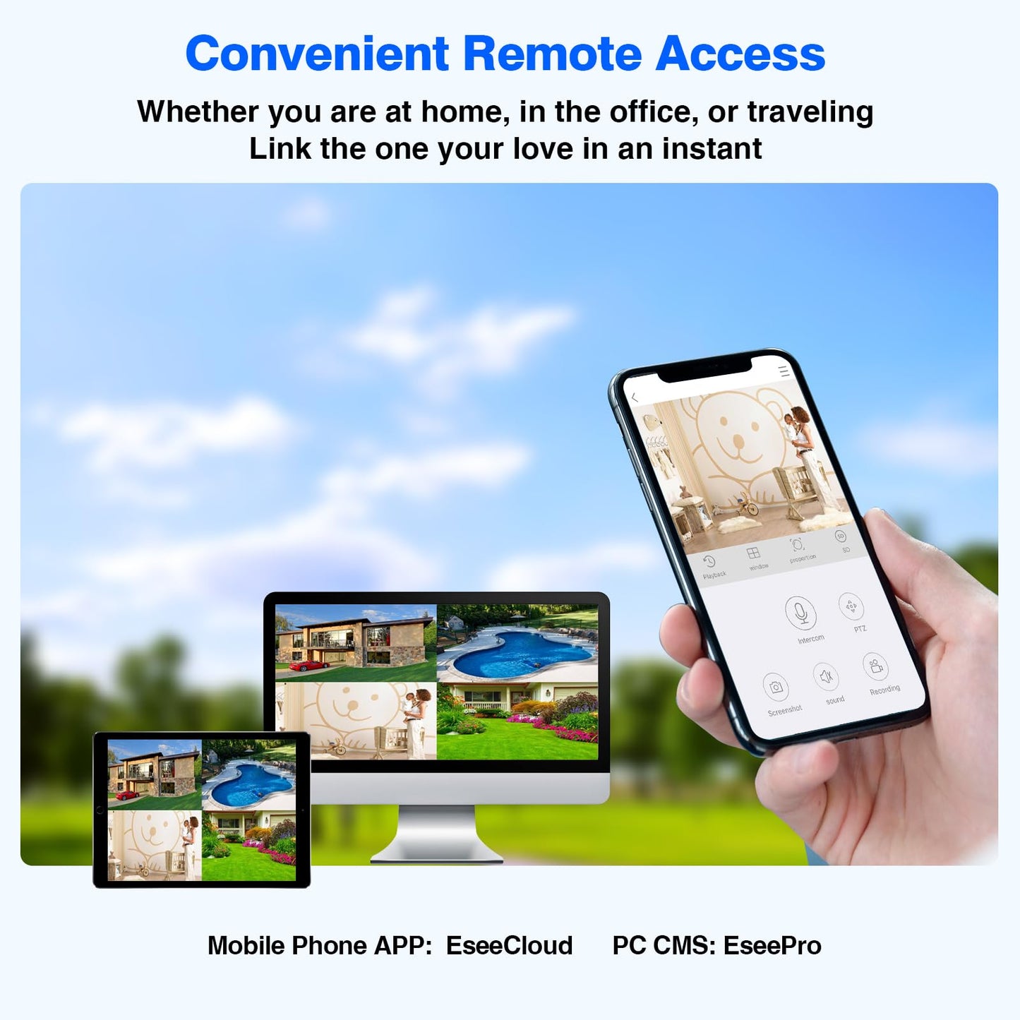 Cromorc Expandable 16CH NVR Wireless Security Camera System with 12.5" Monitor, 4PCS 5MP Surveillance Camera Human Detection, Spotlight, Siren Alarm