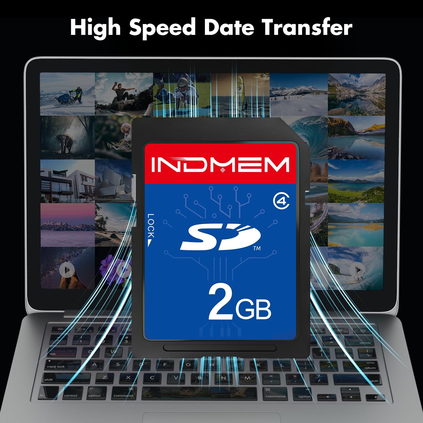 INDMEM SD Card 2GB Class 4 Flash Memory Card 2G SLC Stanard Secure Digital Cards (1PC)