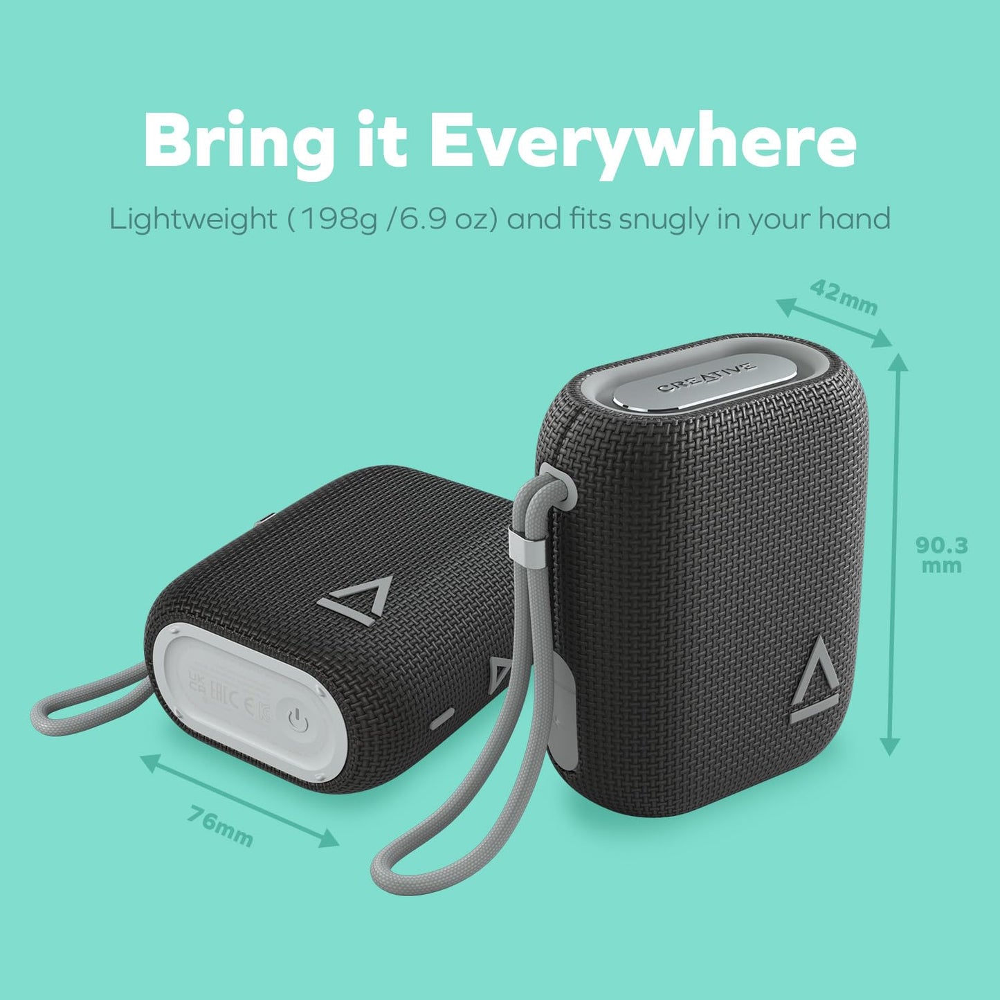 Creative MUVO Flex Portable Waterproof Bluetooth 5.3 Speaker with Auracast, Up to 10 Hours of Battery Life, IP67 Waterproof, and Powerful Bass