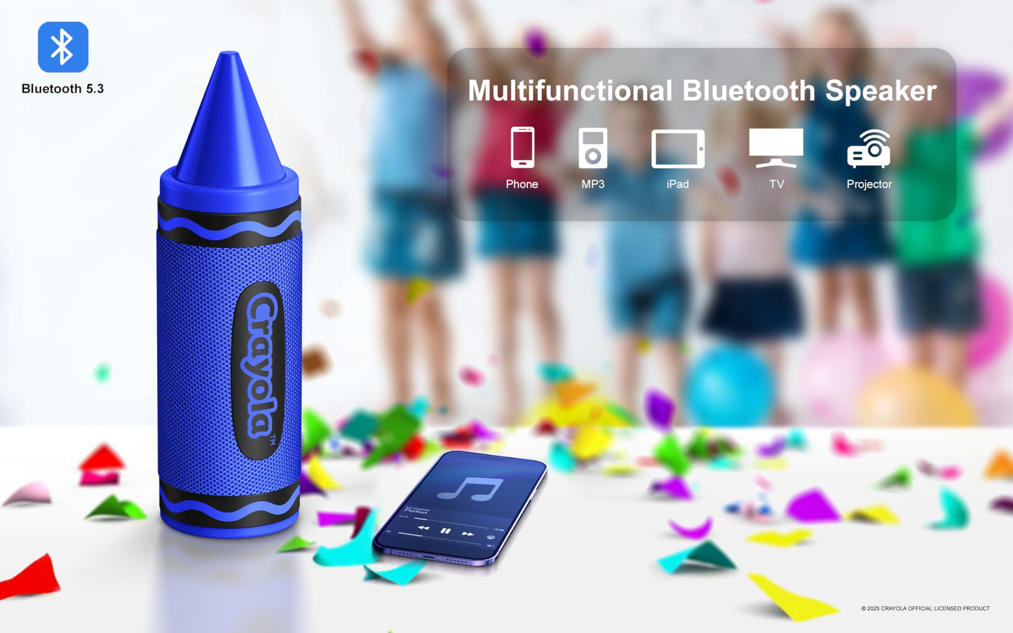 Crayola Kids Crayon Speakers Bluetooth Wireless, Portable Bluetooth Speakers 20W Peak Power HD Sound, Mini Bluetooth Speaker with TWS Pairing BT 5.3
