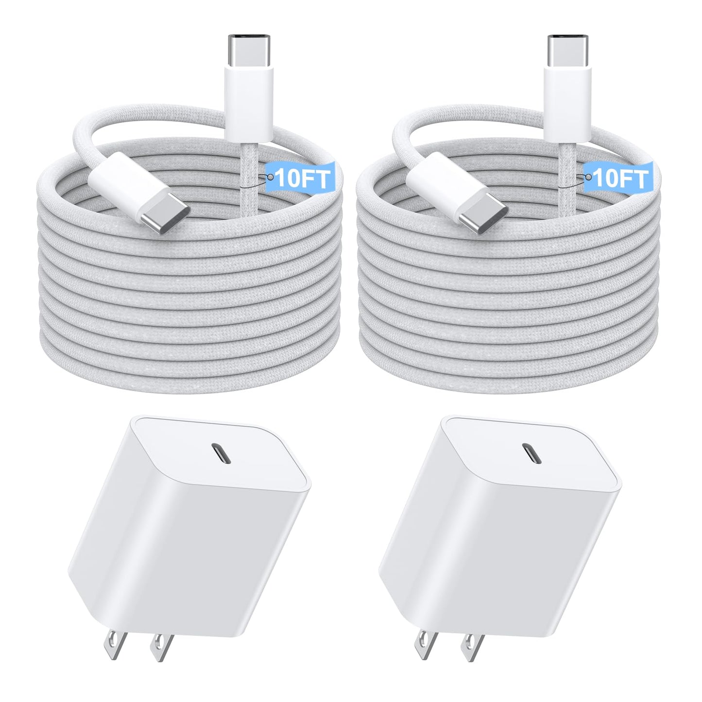 Fast Charging iPhone 17 16 15 Charger,2Pack 10 FT Long USB C Charger woven Cord with 20W USBC Fast Charger Block for iPhone 17/17 Air/17 Pro/17 Pro