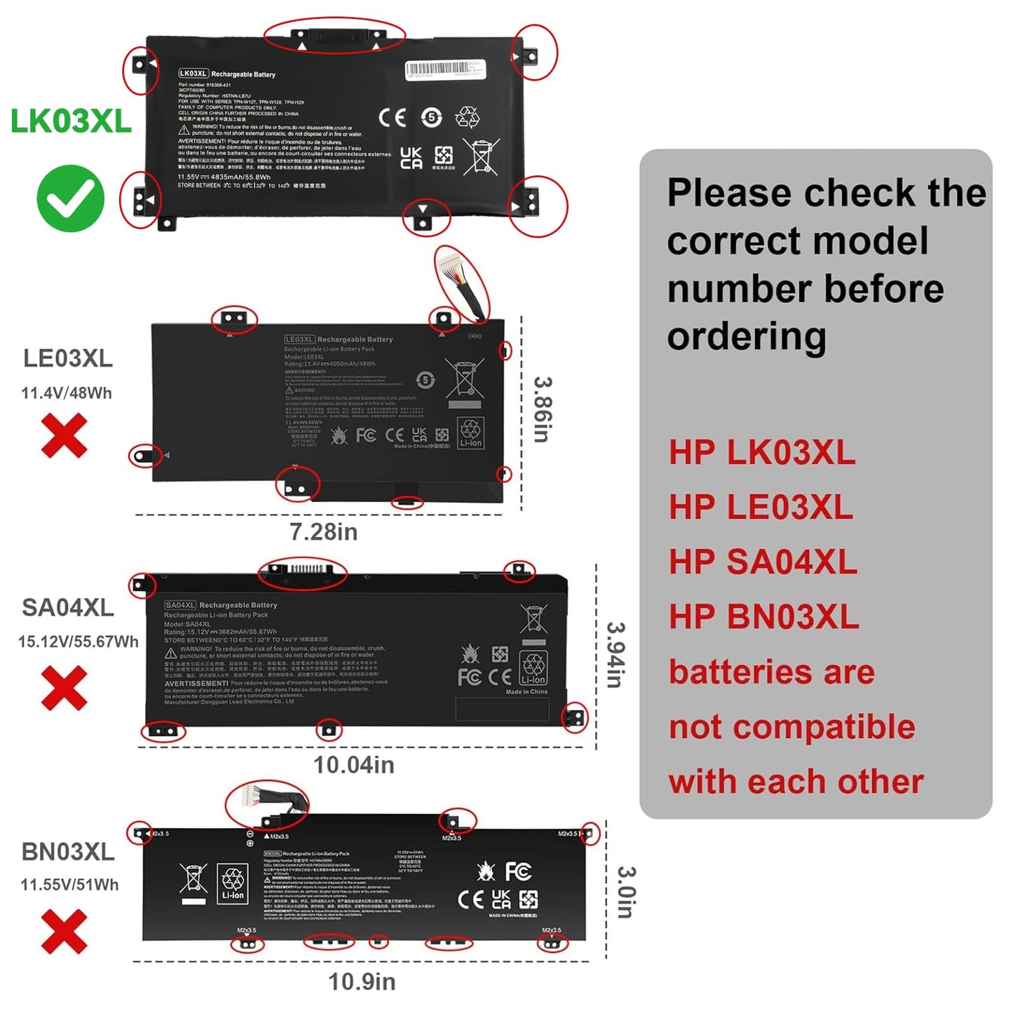 L09281-855 LK03XL Battery Replacement for HP Envy X360 15M-CN0012DX 15M-CN0XXX 15M-BP1XX 15M-CN0011DX 15M-BQ121DX 15-CP0XXX 15-CN1XXX 15-CR0XXX