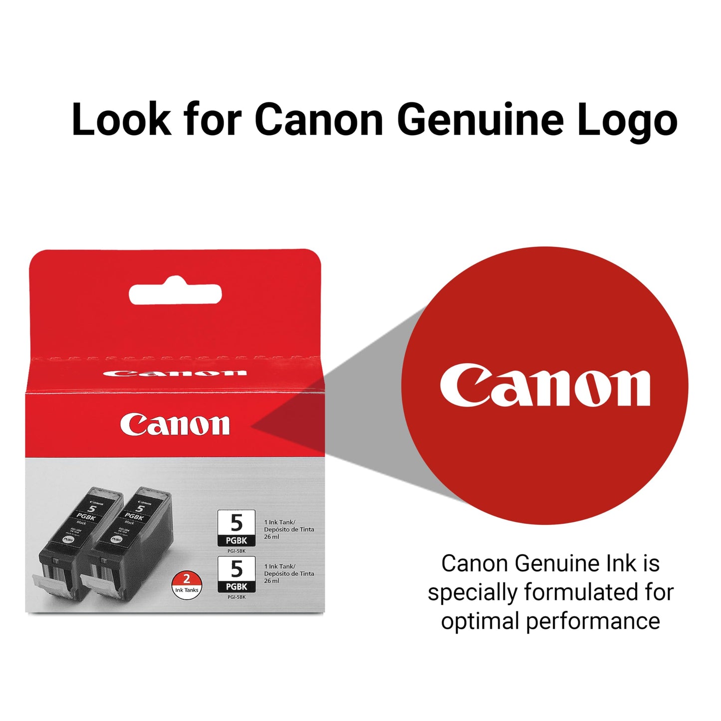 Canon PGI-5 Genuine Black Twin Pack, Compatible with iP4300, iP3500, iP3300, MP970, MP960, MP950, MP800R, MP830, MP810, MP800, MP500, MX850, MX700