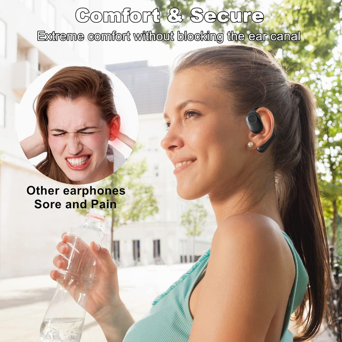 Sainellor 2025 Latest Open-Ear Air Conduction Headphones, 56H Playtime Bluetooth 5.2 Wireless Earbuds, IPX5 Waterproof Sport Earphones, Touch…