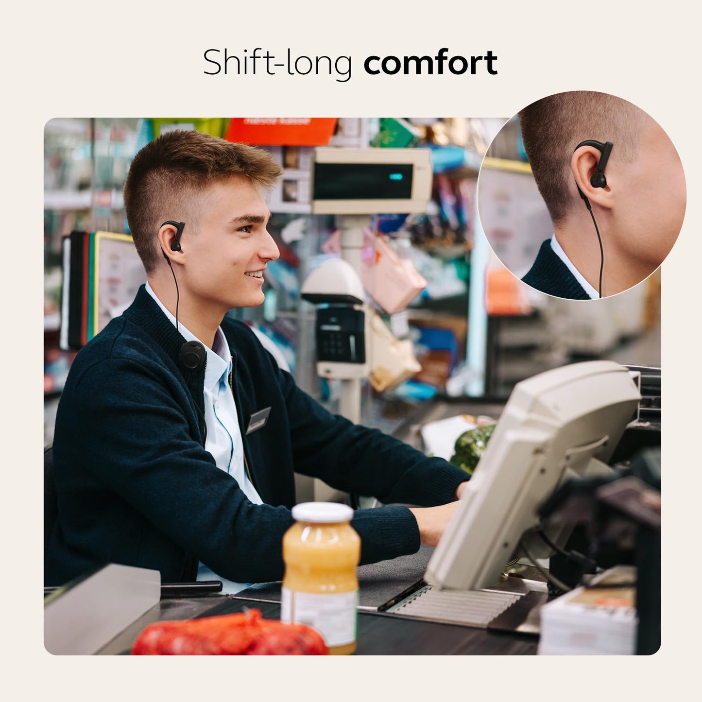 Jabra Perform 10 Wired PTT Earpiece with in-Line Clip-On Noise-Cancelling Microphone, Android Devices Only, Works with Walkie Talkie app in Microsoft